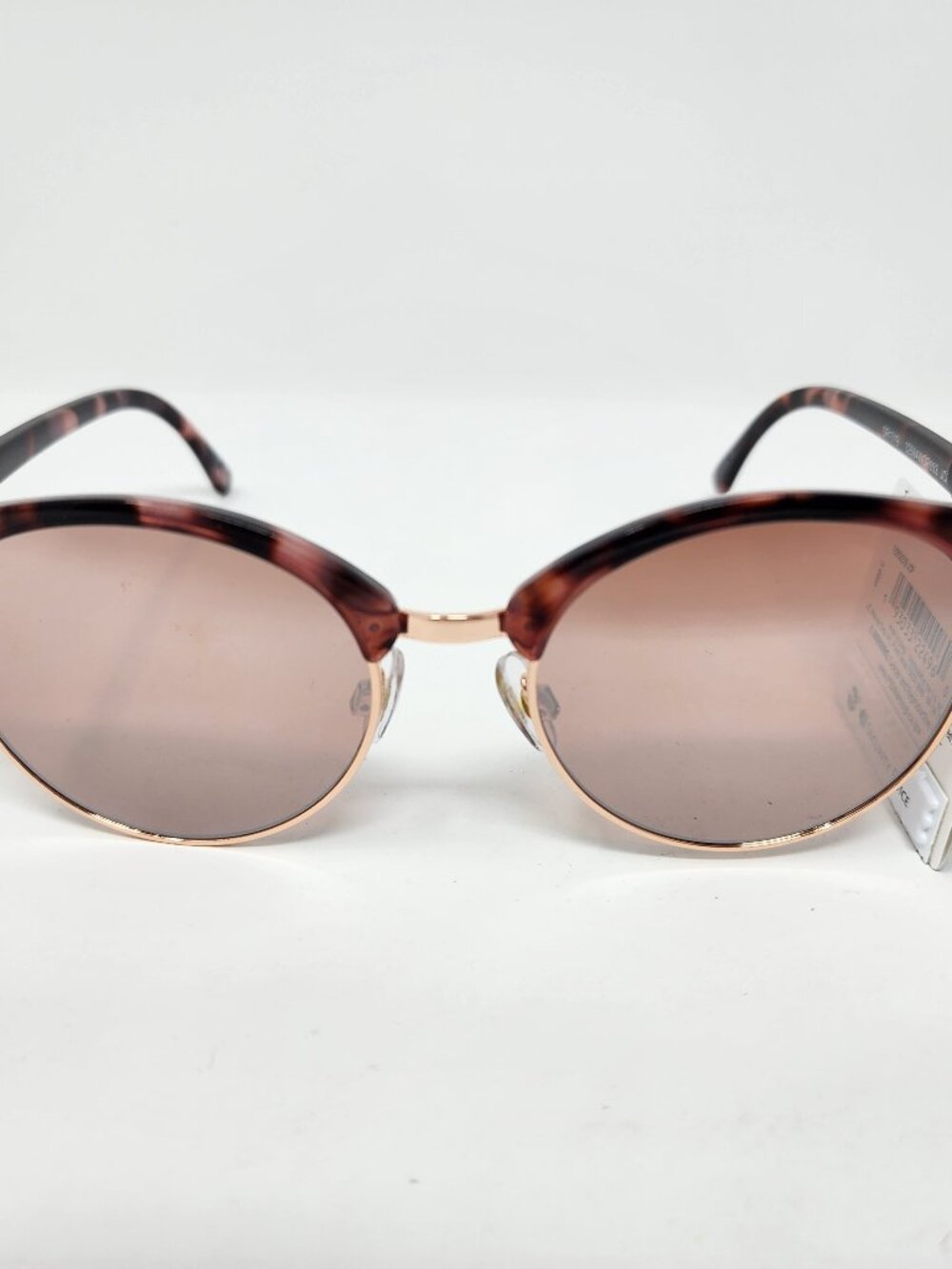 New Worthington Womens Rose Gold Tortoiseshell Browline Sunglasses UV Protection